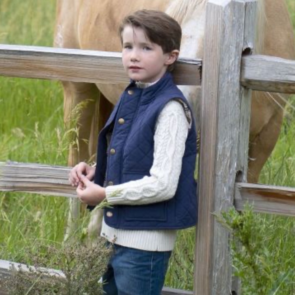 Hope & Henry Boys Navy Blue Quilted Field Vest Size XL Pretty Equestrian